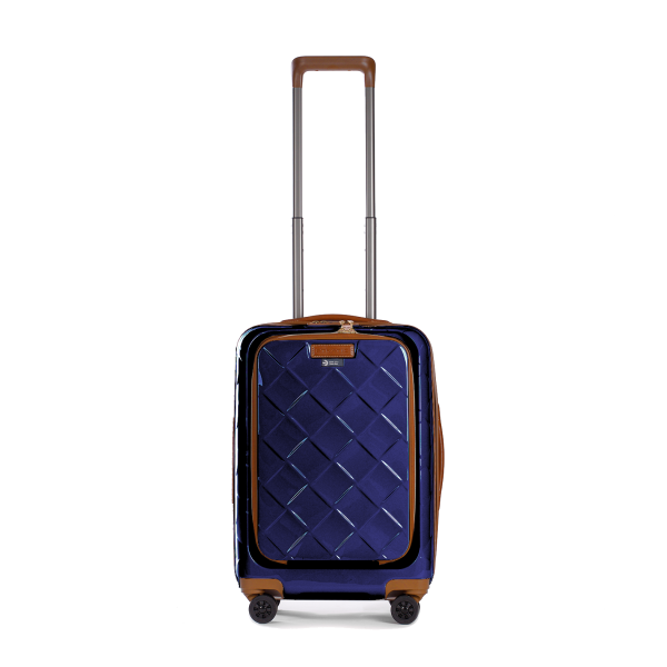Stratic Koffer Leather and More 4 Rollen S mit Vortasche 55 cm Blue