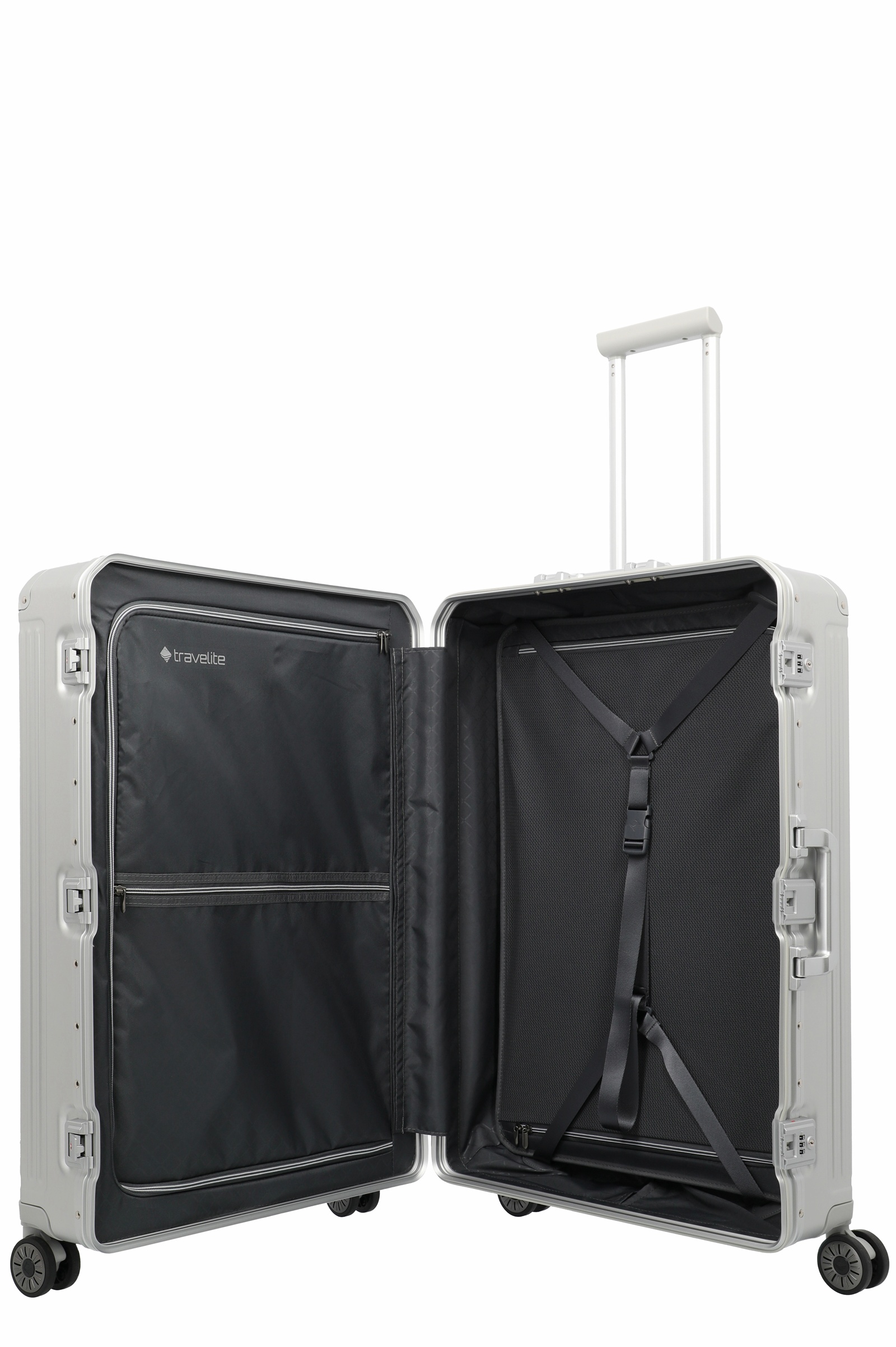 Travelite Aluminium Trolley Next 2.0 L 77 cm mit 4 Rollen Silber