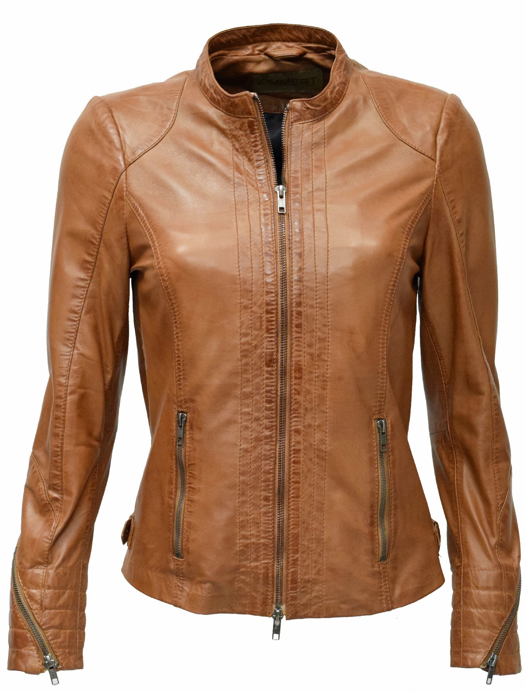 Damen Lederjacke Tina washed Cognac
