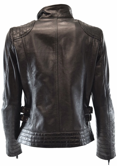 Damen Lederjacke Fily gesteppt washed Schwarz