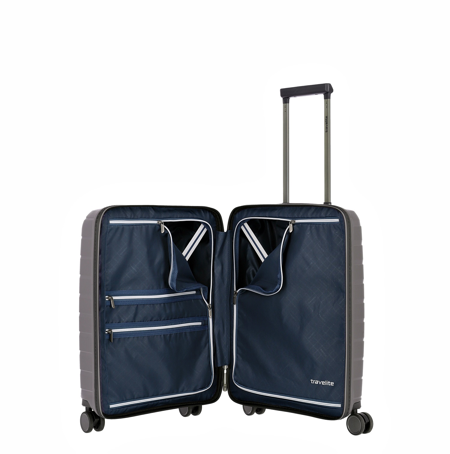 Travelite Koffer Air Base Vortasche 4 Rollen Trolley 55 cm S+ Anthrazit