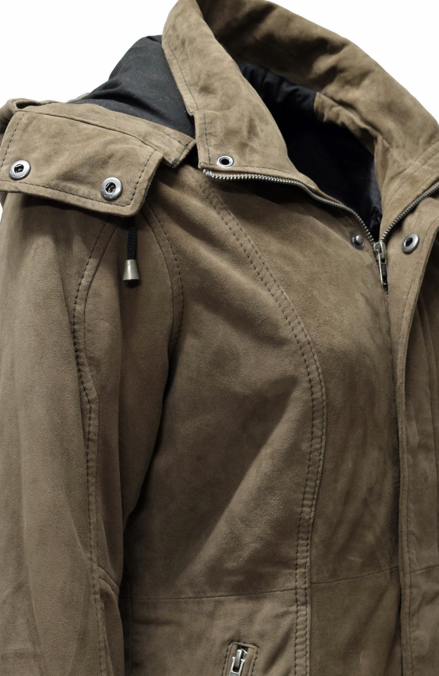 Damen Ziegenvelour Lederjacke Pauline in Schlamm