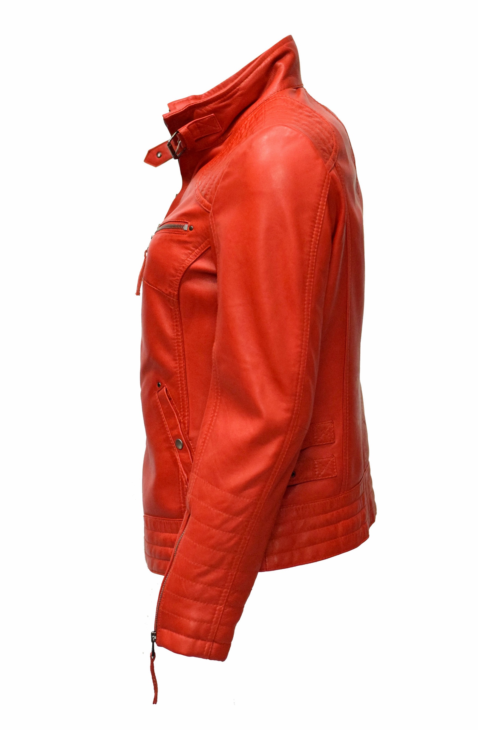 Damen Lederjacke Fily gesteppt washed Rot