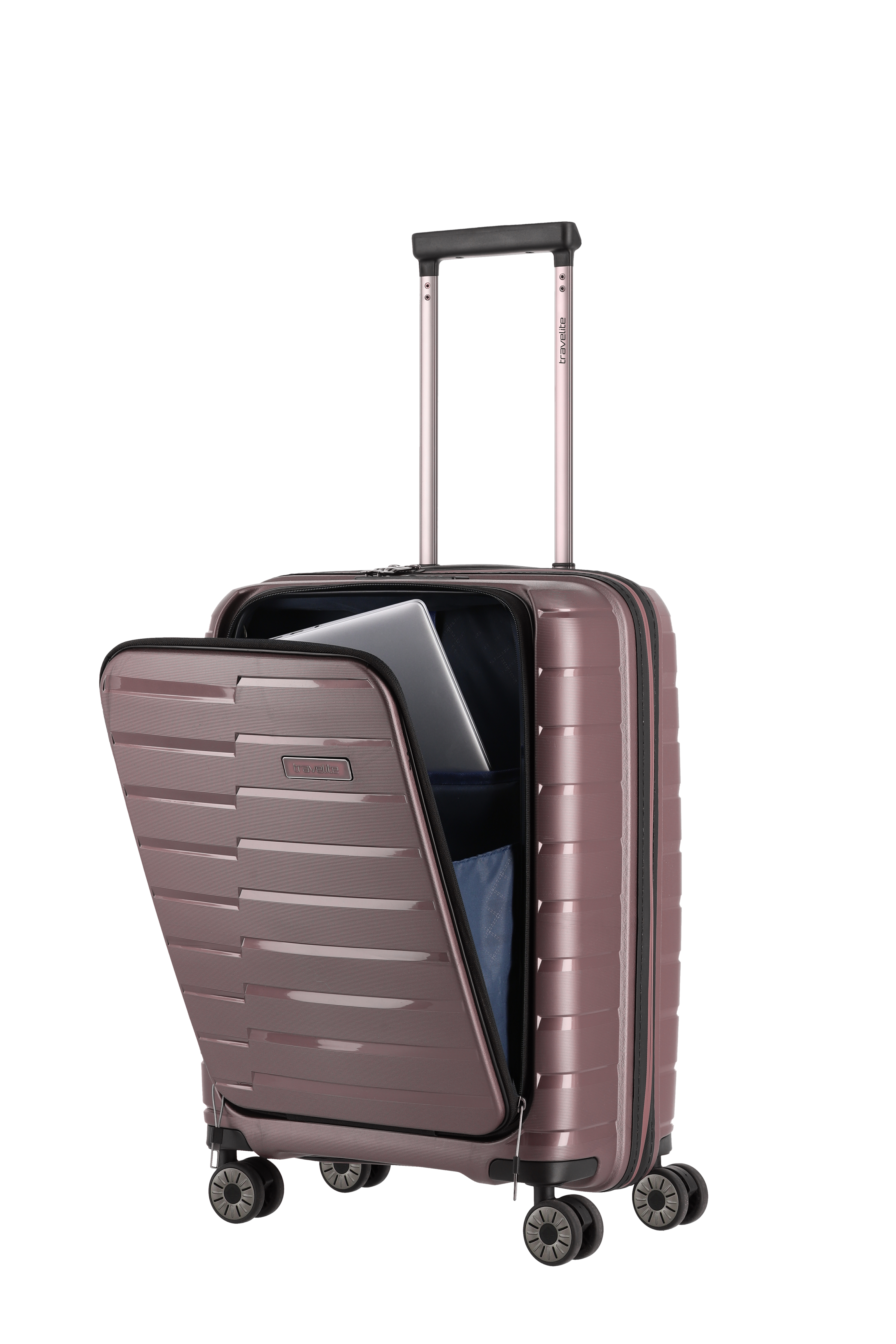 Travelite Koffer Air Base Vortasche 4 Rollen Trolley 55 cm S+ Flieder