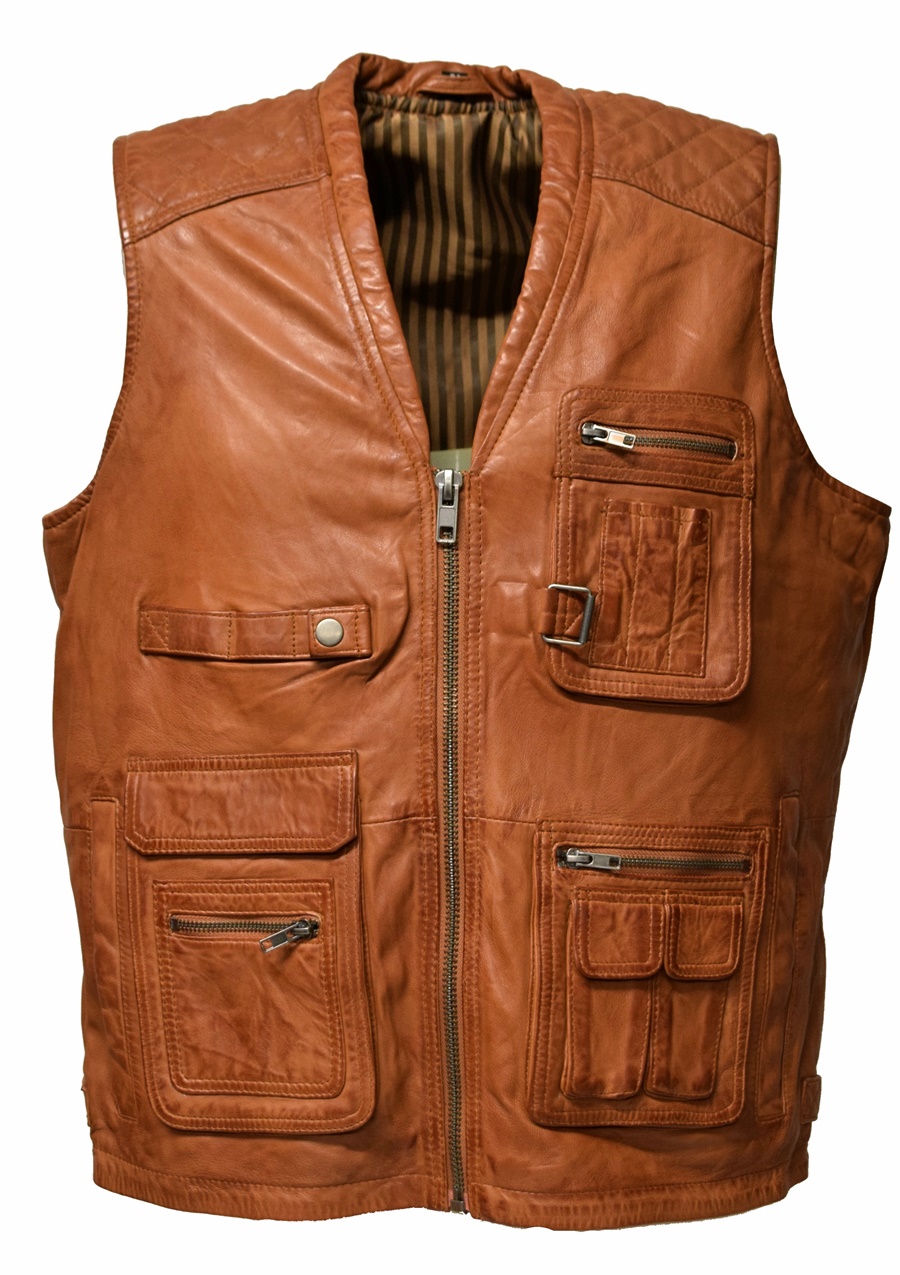 Herren Outdoor Lederweste "Nilo" in Cognac