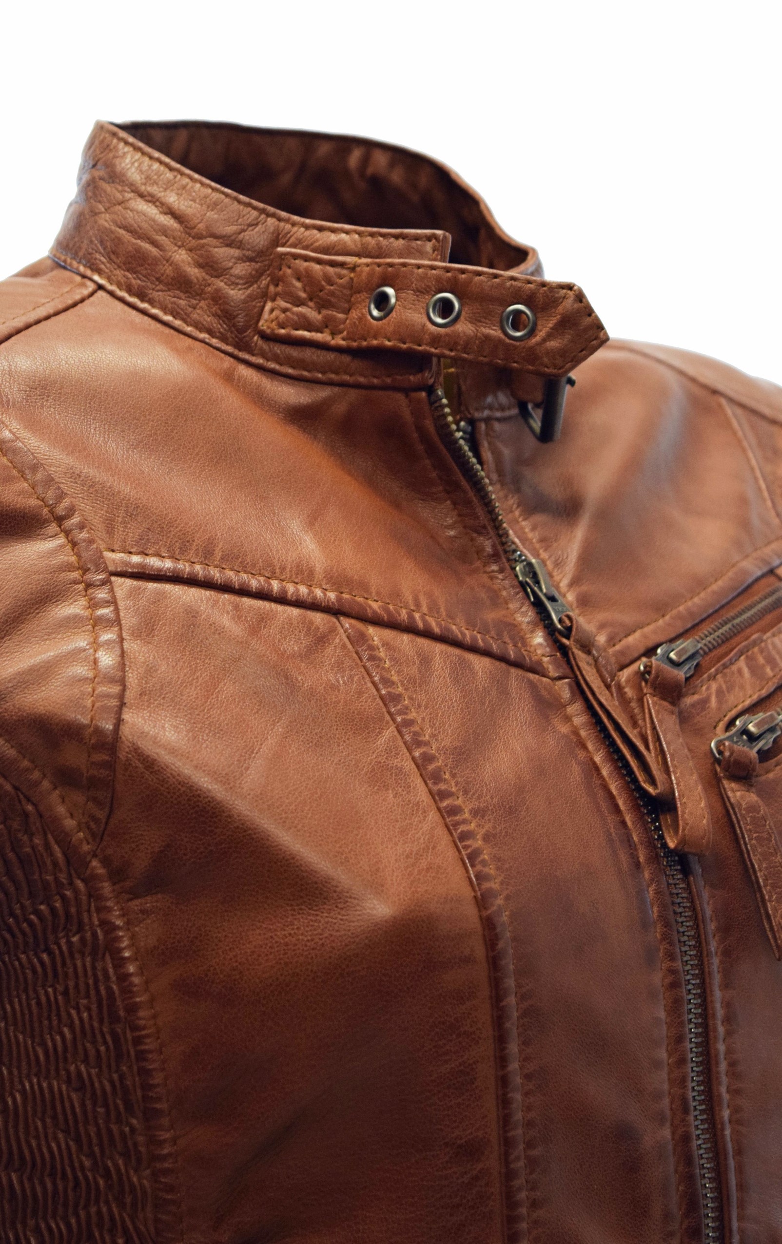 Damen Lederjacke Rina II in Cognac Braun