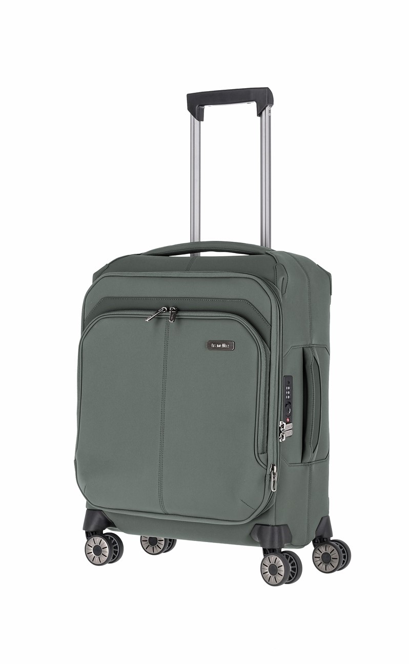 Travelite Priima Trolley Gr. S 55 cm mit 4 Rollen aus Nylon + recyceltem Polyester Oliv