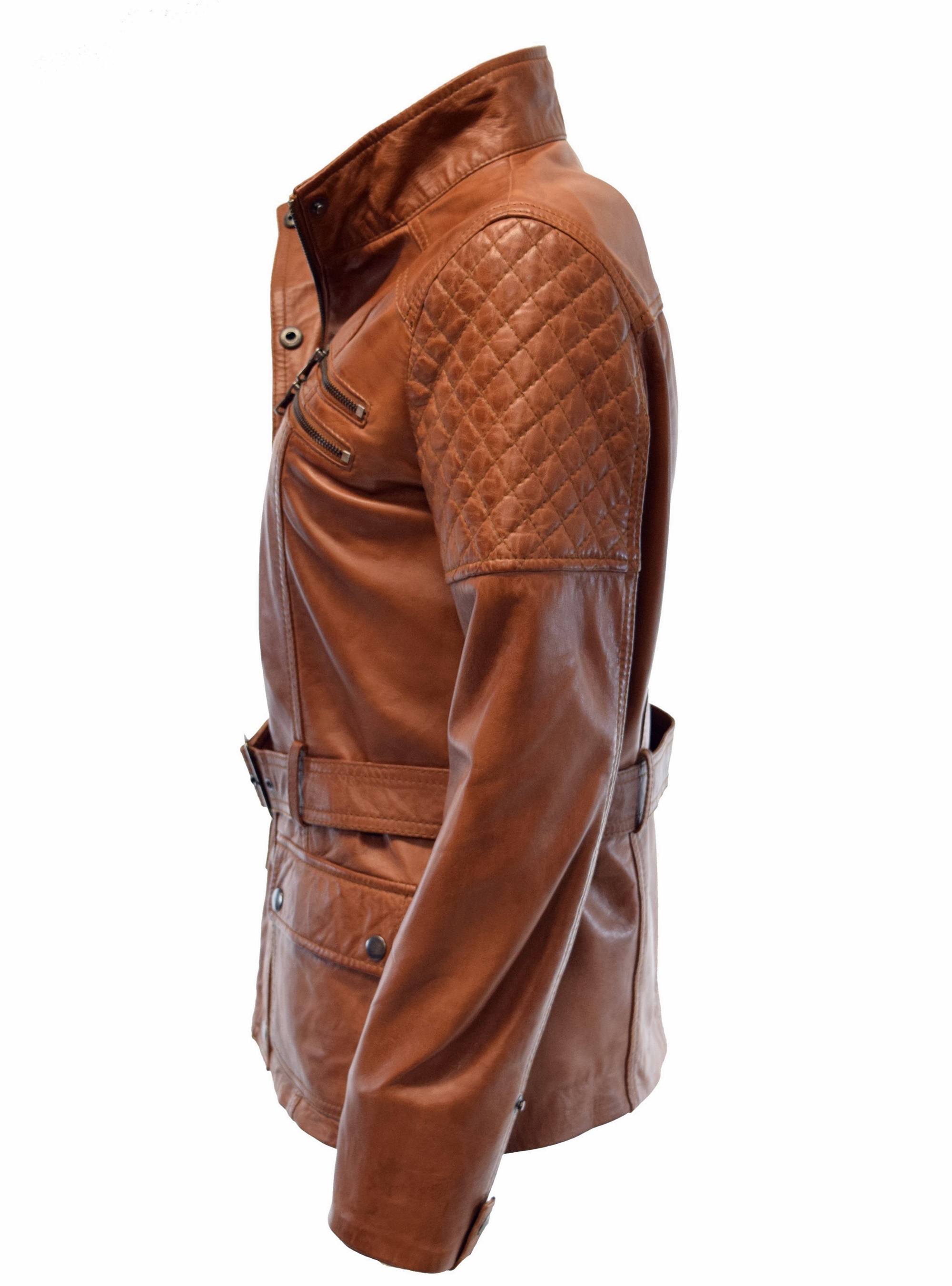 Damen Lederjacke Gyda in washed Cognac Braun