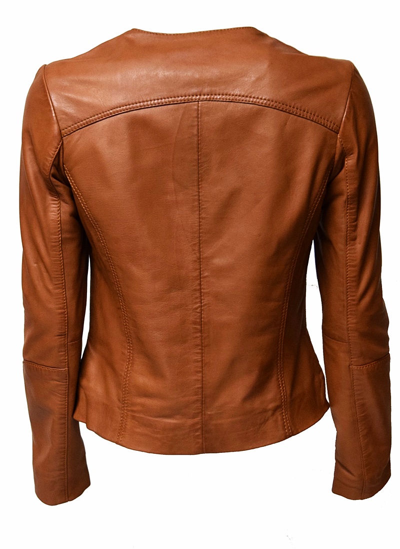 Damen Lederjacke "BEA" in washed Cognac