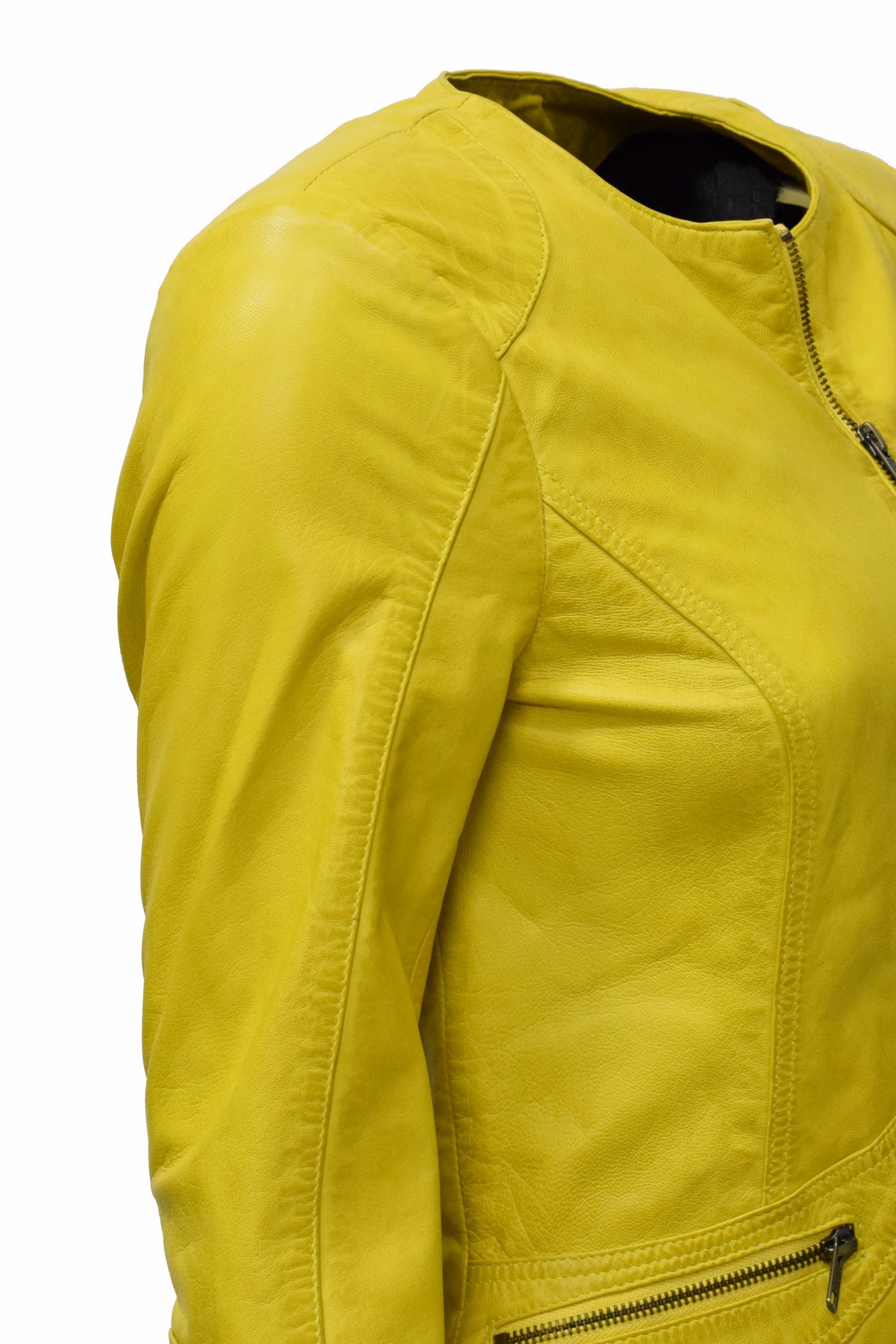 Damen Lederjacke "BEA" in washed Gelb