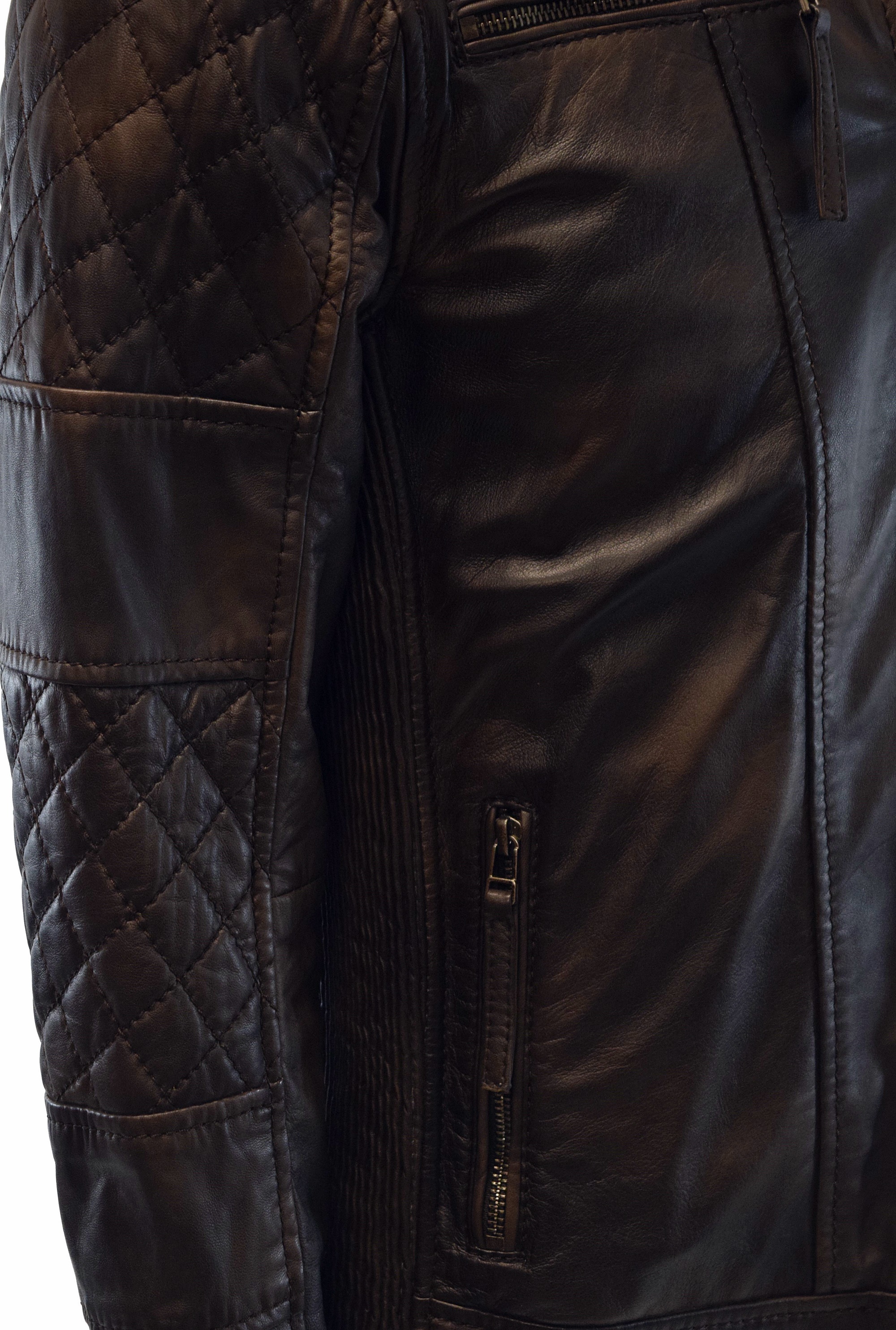 Herren Lederjacke Alex gesteppt in washed Mocca