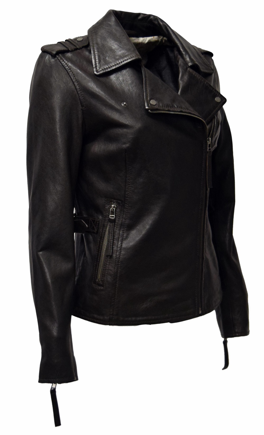 Damen Biker Lederjacke Amalia in Schwarzbraun