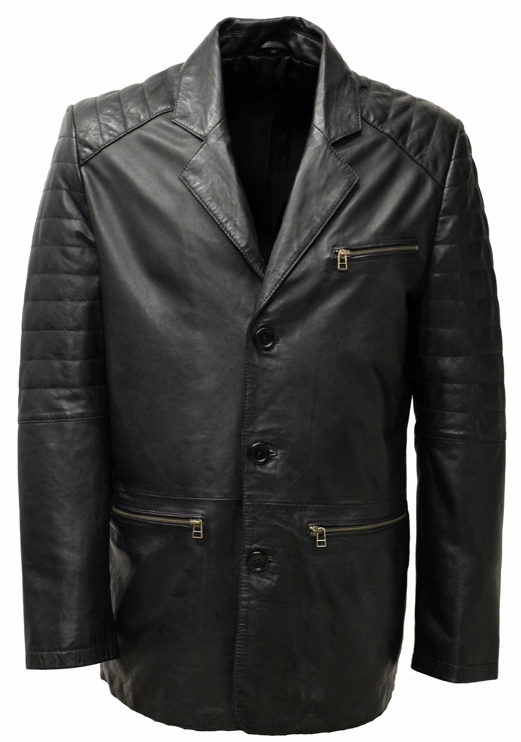 Herren Ledersakko Luis in washed Schwarz